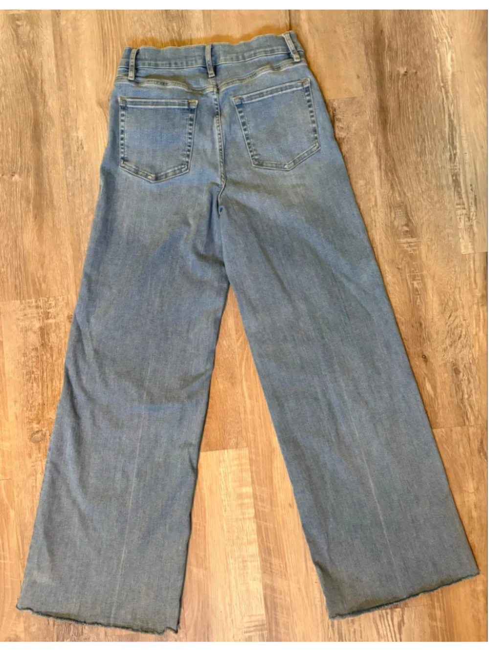 FRAME Le Slim Palazzo High Rise Wide Leg Jeans Clearwater Wash 28 Raw Hem
